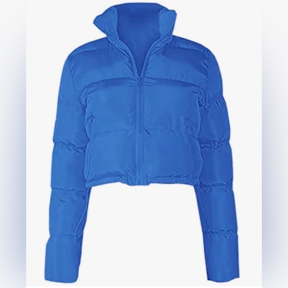 Cropped Puffer Jacket-BLU